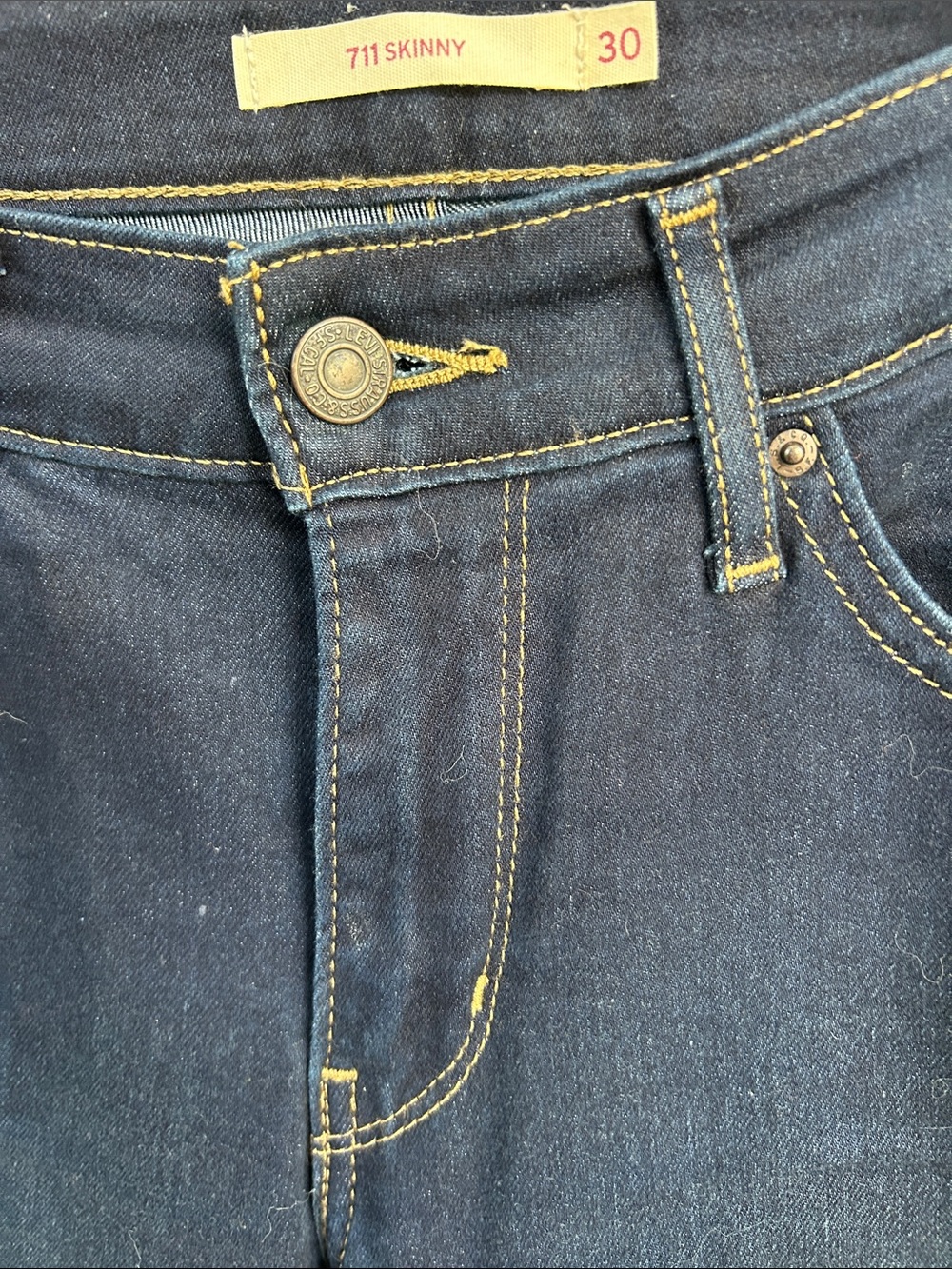Levi's Dark Indigo Jeans with Yellow Stitching